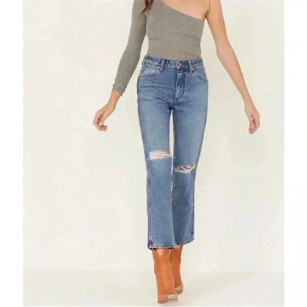 NWT Wrangler Wild West 603 High Rise Straight Jean Retro Mid Sz 25 X 28
